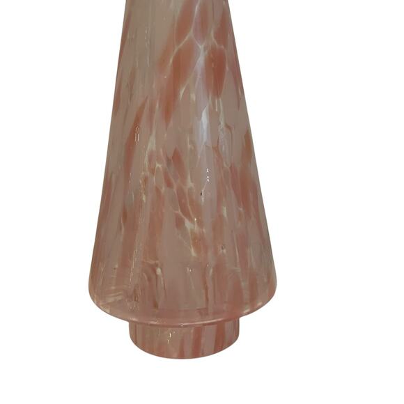 Hand Blown Poland Art Glass CHRISTMAS TREE 11in Pastel Pink & White Swirl New - Picture 3 of 13
